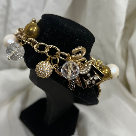 Charm Bracelet with Stylish and Designer Charms Plus Fresh Water Pearls, Amazing - Picture 6 of 11